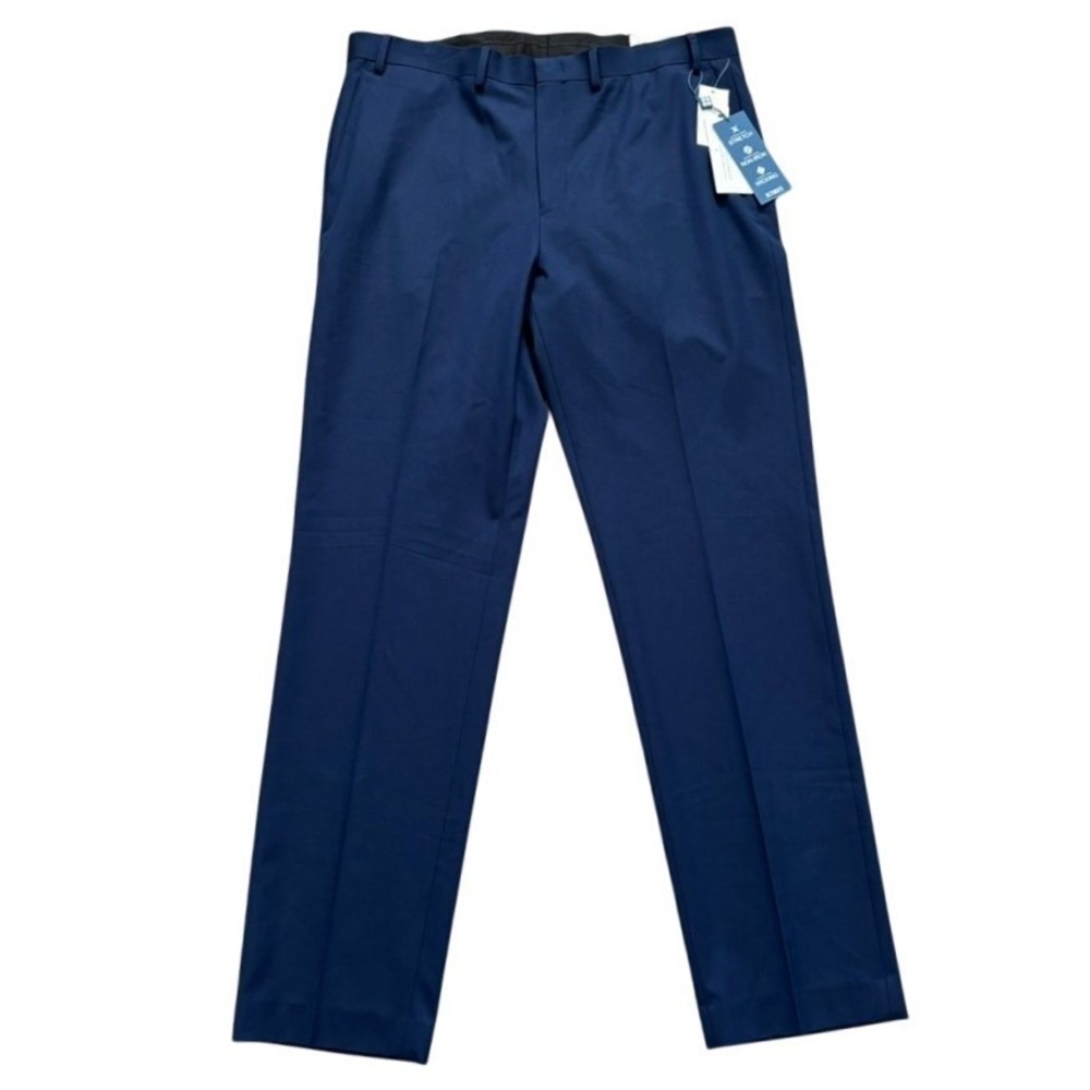 Ryan Seacrest Dress Pant Sz 38X34 Bright Navy Modern Fit Stretch Wicking No Iron